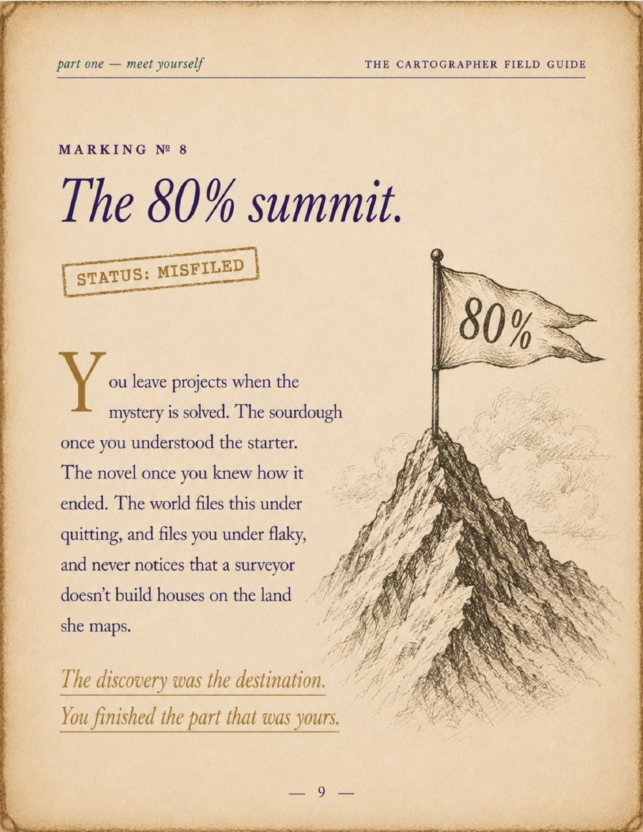Illustrated page titled The 80% Summit