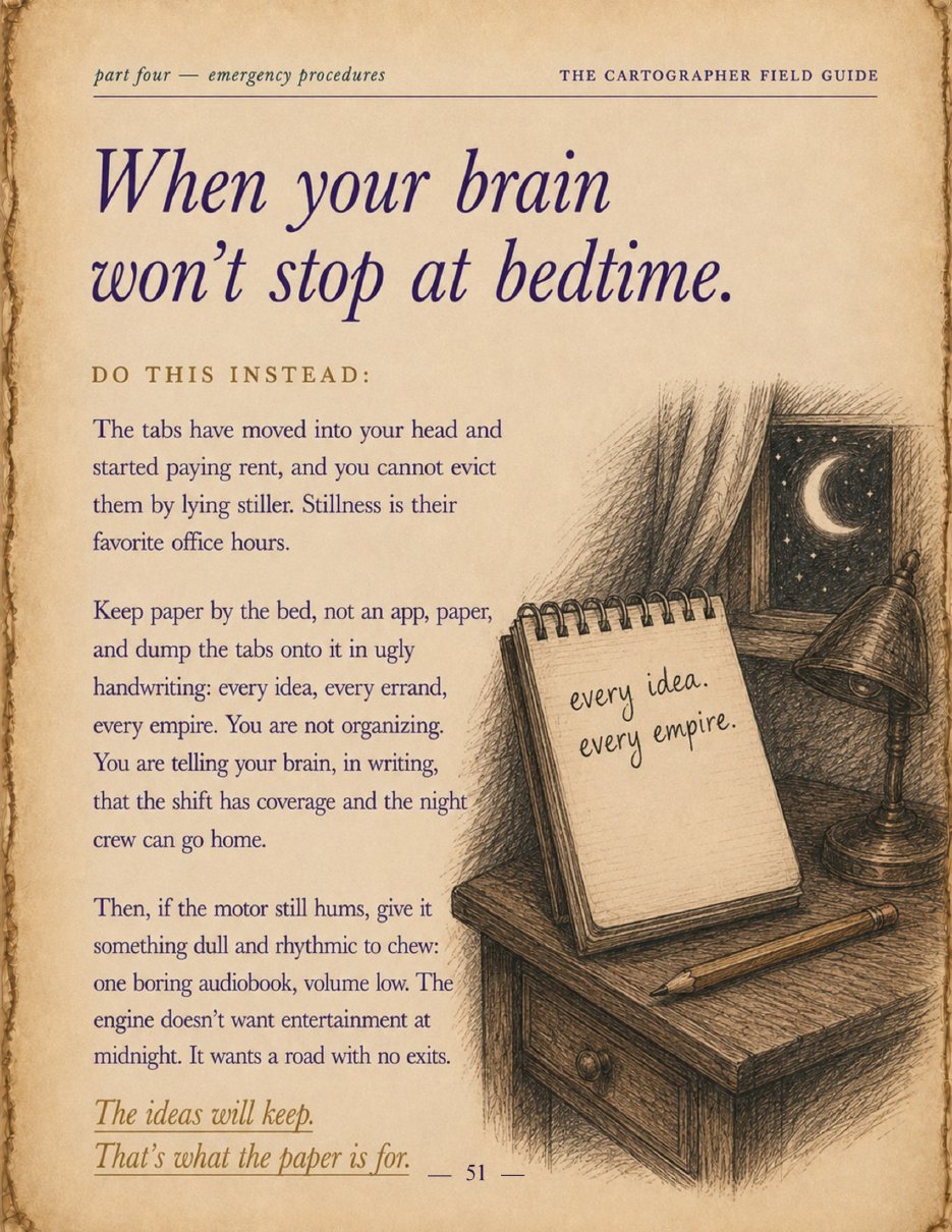 Emergency procedure page: when your brain won't stop at bedtime
