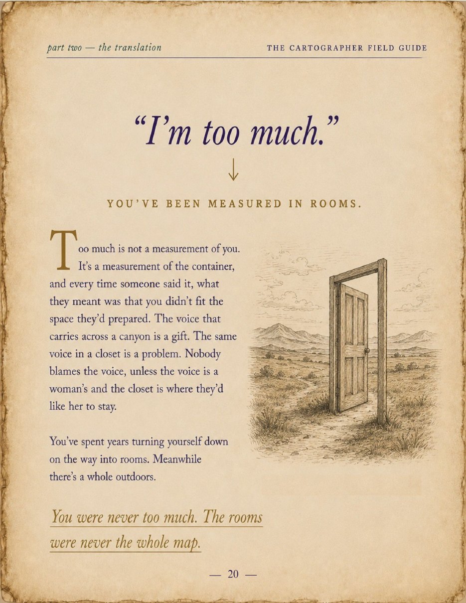 Translation page: what I'm too much actually means