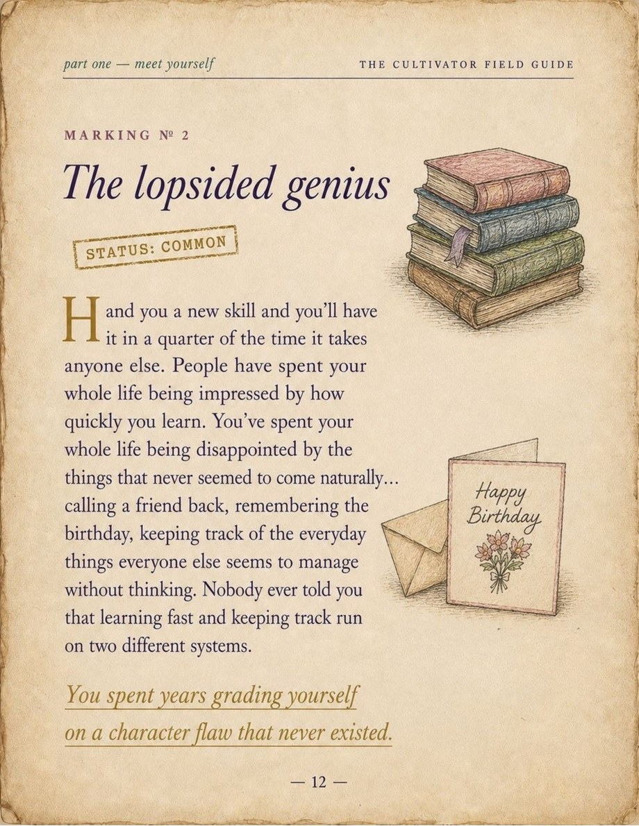 Illustrated page titled The Lopsided Genius