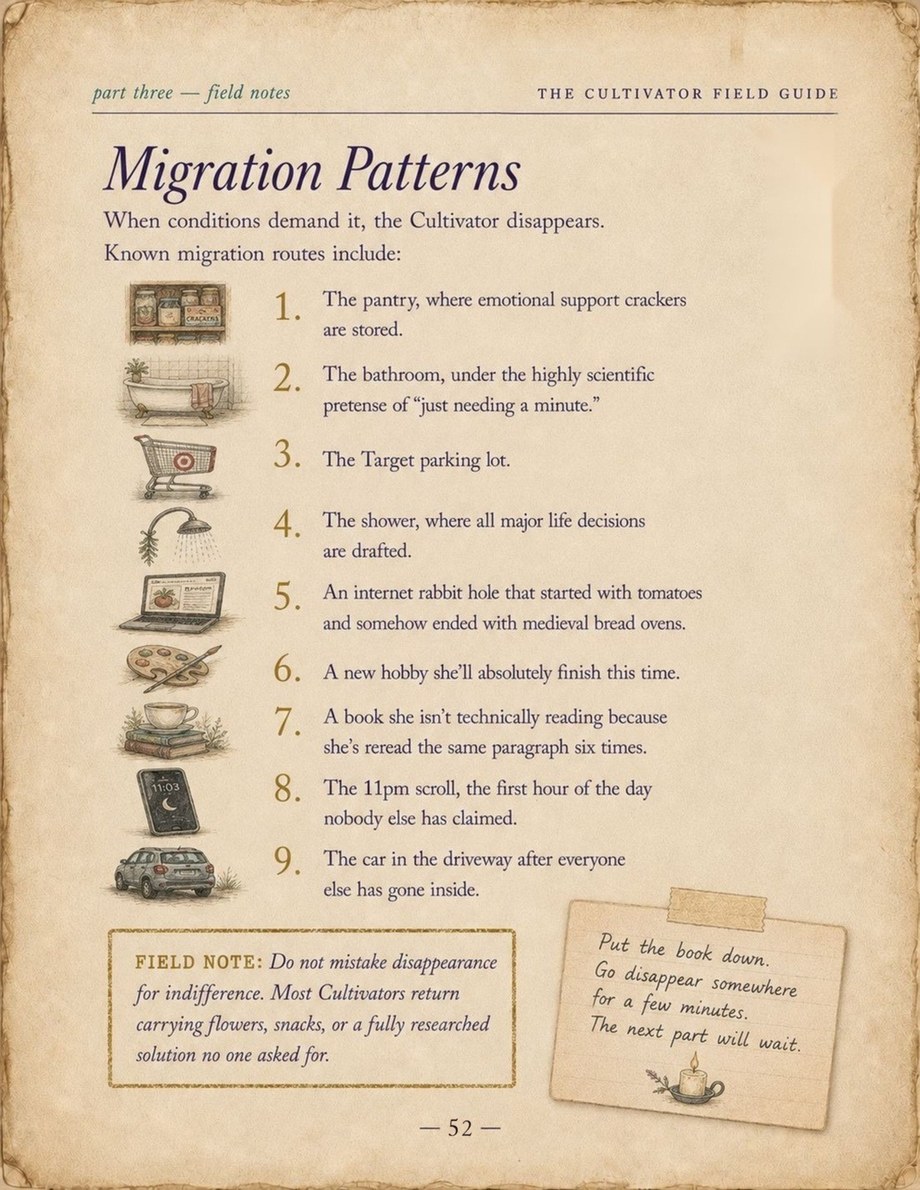 Migration Patterns page with hand-drawn field notes