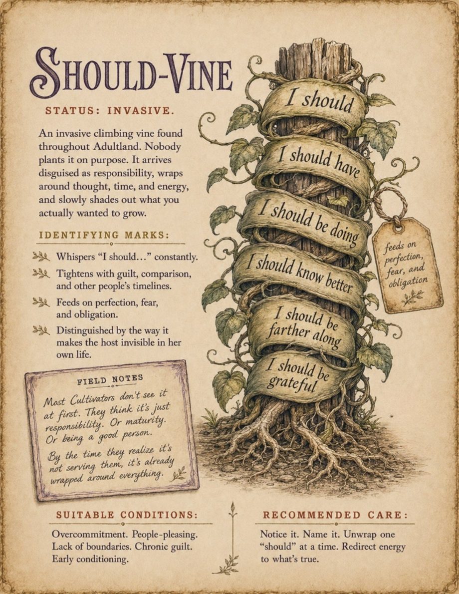 The Should-Vine botanical specimen plate from the Predators chapter