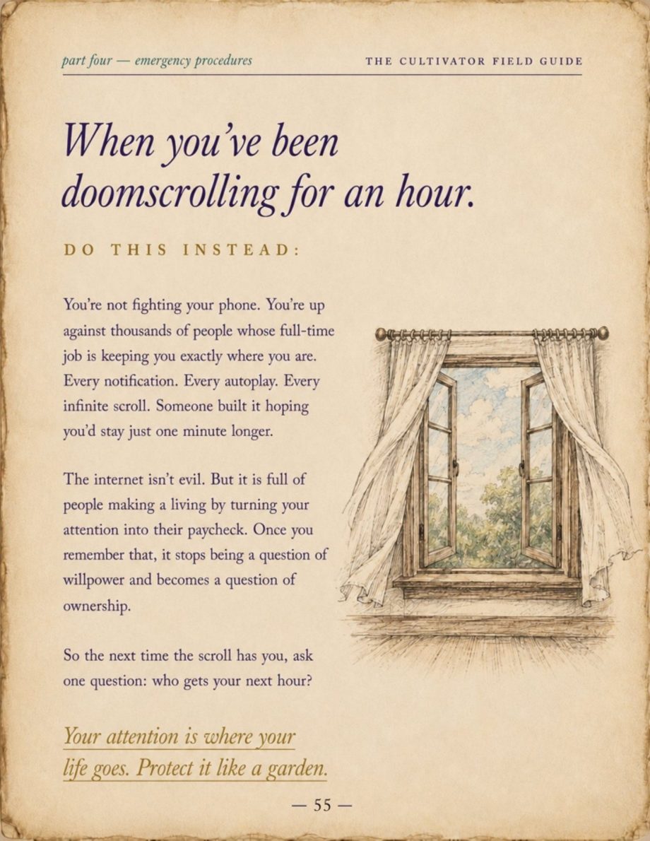Emergency procedure page: when you've been doomscrolling for an hour